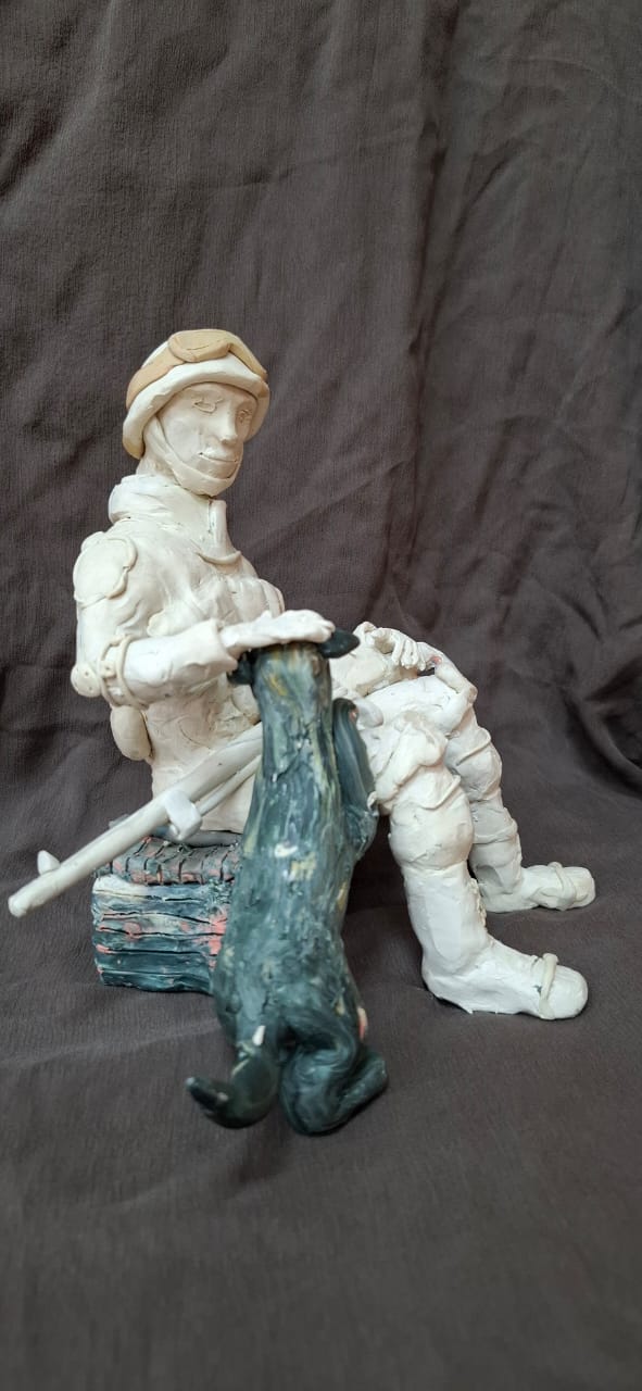 «Бойцы СВО», Орешко Вера,  номинация «Скульптура», 9-12 лет, преподаватель  Сембаева Гуля Досымхановна,  МБОУ ДО «Горьковская ДШИ»